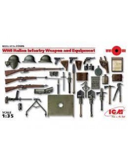 ICM 1/35 SCALE PLASTIC MILITARY FIGURES - 35686 - WW1 ITALIAN INFANTRY WEAPONS & EQUIPMENT ICM35686