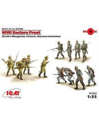 ICM 1/35 SCALE PLASTIC MILITARY FIGURES - 35690 - AUSTRO-HUNGARIAN, GERMAN, RUSSIAN INFANTRIES WW1 ICM35690