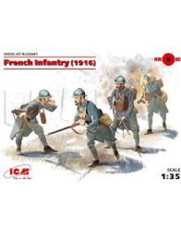 ICM 1/35 SCALE PLASTIC MILITARY FIGURES - 35691 - WW1 FRENCH INFANTRY 1916 ICM35691