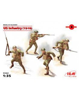 ICM 1/35 SCALE PLASTIC MILITARY FIGURES - 35693 - US INFANTRY 1918 ICM35693