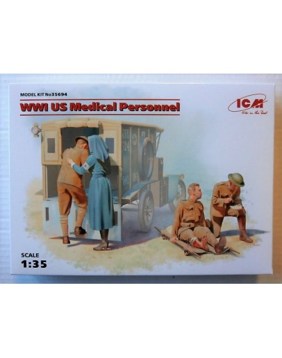 ICM 1/35 SCALE PLASTIC MILITARY FIGURES - 35694 - WW I US MEDICAL PERSONNEL ICM35694