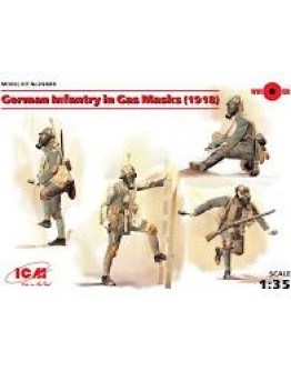 ICM 1/35 SCALE PLASTIC MILITARY FIGURES - 35695 - GERMAN INFANTRY IN GAS MASK WW1 ICM35695
