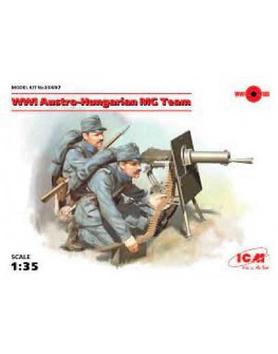 ICM 1/35 SCALE PLASTIC MILITARY FIGURES - 35697 - AUSTRO-HUNGARIAN MG TEAM WW1 ICM35697