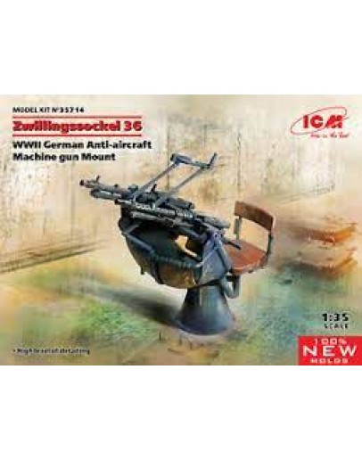 ICM 1/35 SCALE PLASTIC MILITARY FIGURES - 35710 - ZWILLINGSSOCKEL 39 GERMAN WW2 AA GUN ICM35710