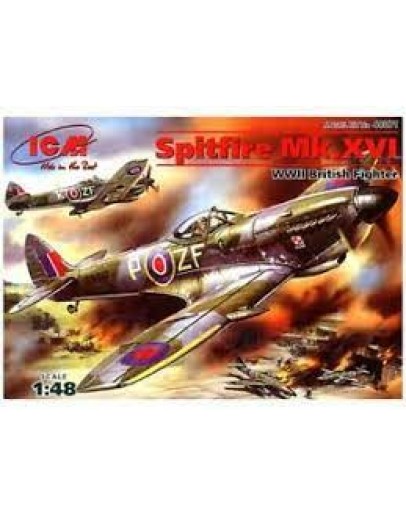 ICM 1/48 SCALE PLASTIC MODEL AIRCRAFT KIT - 48071 - SUPERMARINE SPITFIRE MK XVI WW II BRITISH FIGHTER ICM48071