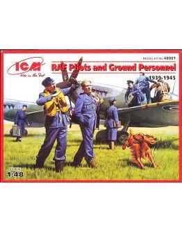 ICM 1/48 SCALE PLASTIC MILITARY FIGURES - 48081 - RAF PILOTS & GROUND CREW - ICM48081