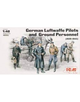 ICM 1/48 SCALE PLASTIC MILITARY FIGURES - 48082 - GERMAN LUFTWAFFE GROUND PERSONNEL WW2 ICM48082