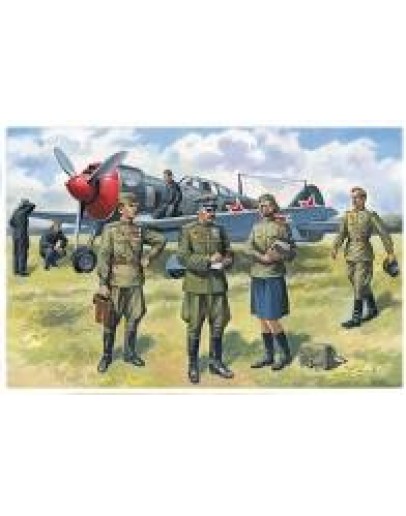 ICM 1/48 SCALE PLASTIC MILITARY FIGURES - 48084 - SOVIET PILOTS & GROUND PERSONNEL ICM48084