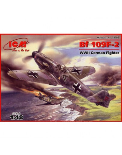 ICM 1/48 SCALE PLASTIC MODEL AIRCRAFT KIT - 48102 - MESSERSCHMITT BF-109F-2 GERMAN WW2 FIGHTER PLANE ICM48102