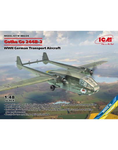 ICM 1/48 SCALE PLASTIC MODEL AIRCRAFT KIT - 48224 - WWII GERMAN GOTHA GO 244B-2 ICM48224