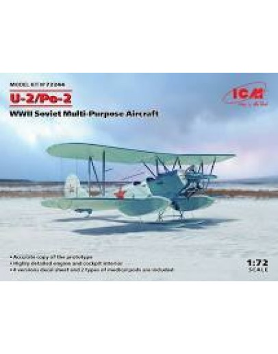 ICM 1/72 SCALE PLASTIC MODEL AIRCRAFT KIT - 72244 - U-2/PO-2 WW2 SOVIET AIRCRAFT ICM72244