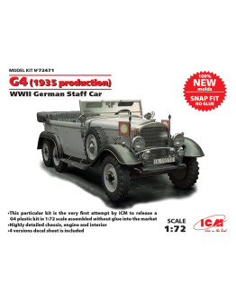 ICM 1/72  SCALE PLASTIC MILITARY MODEL KIT - 72471 WW II GERMAN STAFF CAR (SNAP FIT) ICM72471