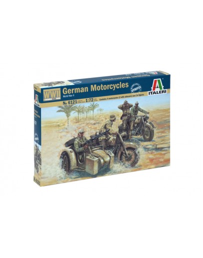 ITALERI 1/72 SCALE MODEL MILITARY KIT - 6121S - German Motorcycles