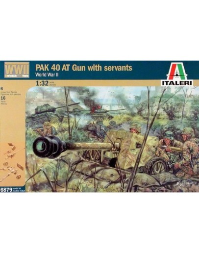 ITALERI 1/72 SCALE MODEL MILITARY KIT - 6879 WW2 GERMAN PAK 40AT GUN WITH CREW IT6879