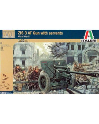 ITALERI 1/72 SCALE MODEL MILITARY KIT - 6880S - WW2 RUSSIAN ZIS-3 AT GUN WITH CREW IT6880S