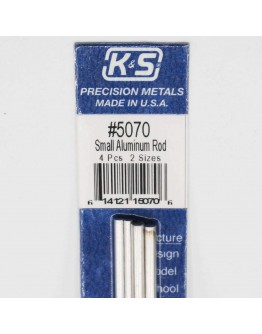 K & S PRECISION METALS - 5070 SMALL ALUM ROD (2 SIZES) 4 PCS KS5070