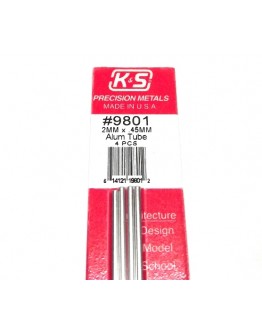 K & S PRECISION METALS - 9801 -  2mm x 0.45mm ALUM TUBE 4 PCS KS9801