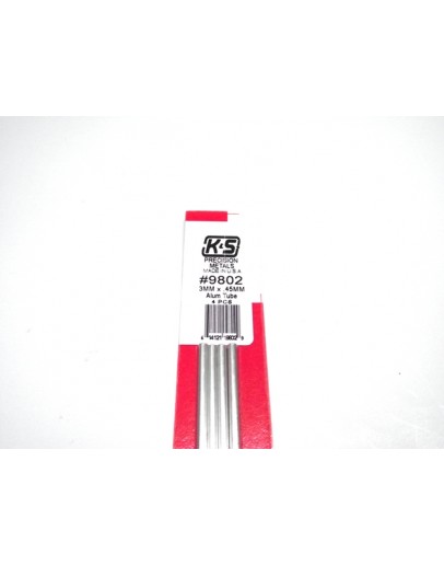 K & S PRECISION METALS - 9802 -  3mm x 0.45mm ALUM TUBE 4 PCS KS9802