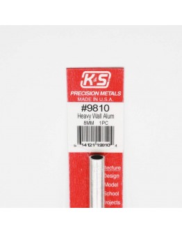 K & S PRECISION METALS - 9810 -  8mm  HEAVY WALL ALUM TUBE 1 PCS KS9810