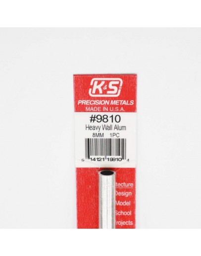 K & S PRECISION METALS - 9810 -  8mm  HEAVY WALL ALUM TUBE 1 PCS KS9810