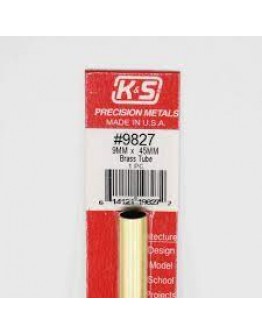 K & S PRECISION METALS - 9827 -9MM X 0.45MM BRASS TUBE 1 PCS KS9827