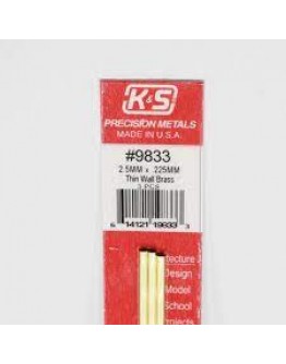K & S PRECISION METALS - 9833 -2.5MM X 0.225MM BRASS TUBE 3 PCSKS9833