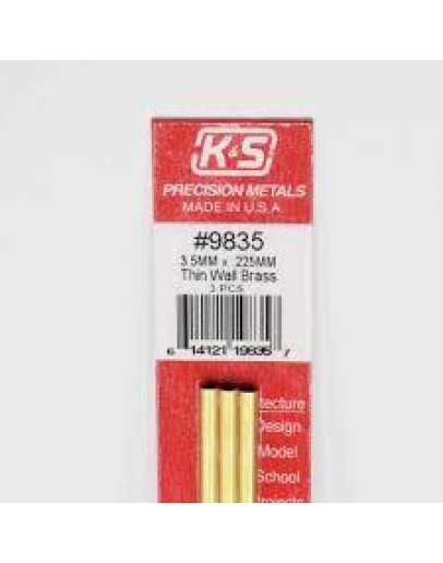 K & S PRECISION METALS - 9835 -3.5 MM X 0.225 MM BRASS TUBE 3 PC SKS9835