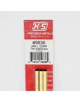 K & S PRECISION METALS - 9836 - 4 MM X 0.225 MM BRASS TUBE 3 PC SKS9836