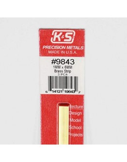 K & S PRECISION METALS - 9843 6MM  X 1MM BRASS STRIP 3 PCS KS9843