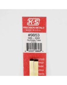 K & S PRECISION METALS - 9853 5mm x 0.45mm SQUARE BRASS TUBE  2 PCS KS9853