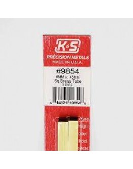K & S PRECISION METALS - 9854 - 6MM X 0.45MM SQUARE BRASS TUBE 2 PCS KS9854
