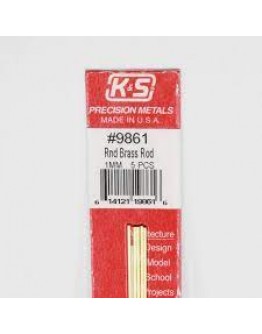 K & S PRECISION METALS - 9861 - 1MM BRASS ROD 5 PCS KS9861