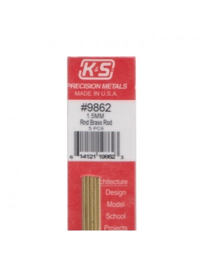 K & S PRECISION METALS - 9862 - 1.5MM BRASS ROD 5 PCS KS9862