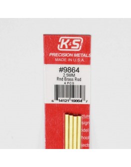K & S PRECISION METALS - 9864 - 2.5MM BRASS ROD 4 PCS KS9864