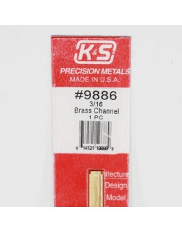K & S PRECISION METALS - 9886 - 3/16 BRASS CHANNEL 1 PCS KS9886