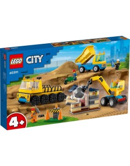 LEGO CITY 60391 Construction Trucks and Wrecking Ball Crane