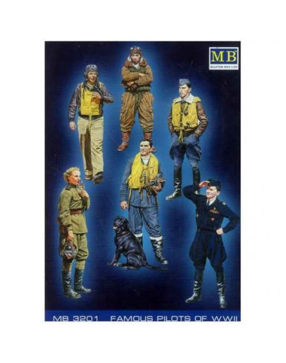 MASTER BOX 1/32 SCALE PLASTIC MODEL KIT 3201 - WW II ERA - FAMOUS PILOTS OF WWII.