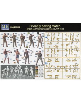 MASTER BOX 1/35 SCALE PLASTIC MODEL KIT 35150 - WW II ERA - BRITISH AND AMERICAN PARATROOPERS - FRIENDLY BOXING MATCH