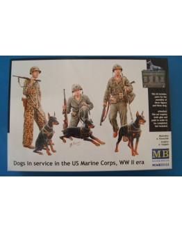 MASTER BOX 1/35 SCALE PLASTIC MODEL KIT 35155 - WW II ERA - DOGS IN SERVICE IN THE US MARINE CORPS