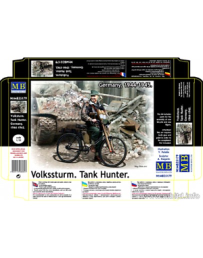 MASTER BOX 1/35 SCALE PLASTIC MODEL KIT 35179 - WW II ERA - VOLKSSTURM, TANK HUNTER, GERMANY [1944-1945]