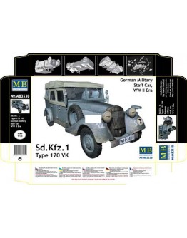 MASTER BOX 1/35 SCALE PLASTIC MODEL KIT 3530 - WW II ERA - GERMAN MILITARY STAFF CAR Sd, KfZ1 TYPE 170VK
