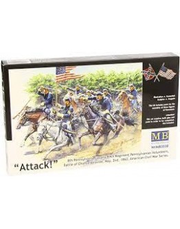 MASTER BOX 1/35 SCALE PLASTIC MODEL KIT 3550 - U.S CIVIL WAR SERIES - ATTACK  MB3550