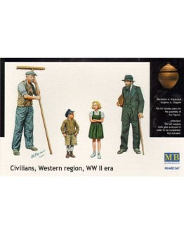 MASTER BOX 1/35 SCALE PLASTIC MODEL KIT 3567 - WW II ERA - CIVILIANS, WESTERN REGION