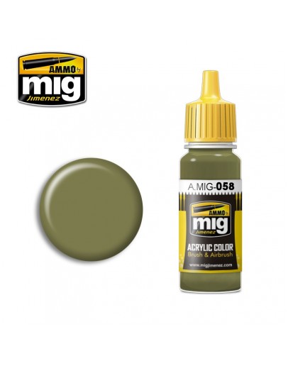 MIG AMMO ACRYLIC PAINT - A.MIG-0058 - LIGHT GREEN KHAKI (17ML)