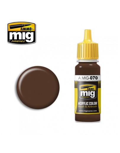 MIG AMMO ACRYLIC PAINT - A.MIG-0070 - MEDIUM BROWN (17ML)