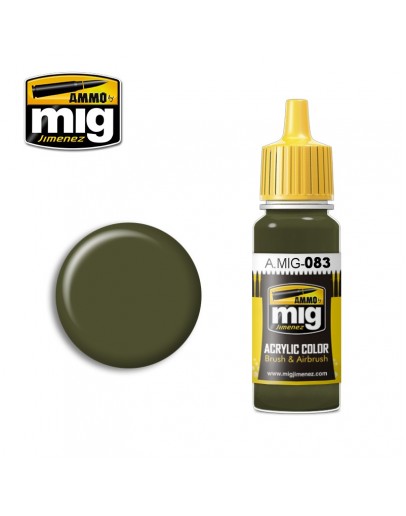 MIG AMMO ACRYLIC PAINT - A.MIG-0083 - ZASHCHITNIY ZELENO XB 518 (17ML)