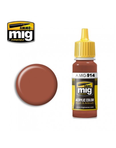 MIG AMMO ACRYLIC PAINT - A.MIG-0914 - RED BROWN LIGHT (17ML)