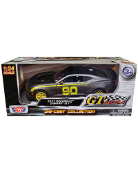 MOTOR MAX 1/24 DIE CAST AUTO - 79510 2017 CHEVROLET CAMARO ZLI - MAT GREY WITH YELLOW STRIPE - MX79510