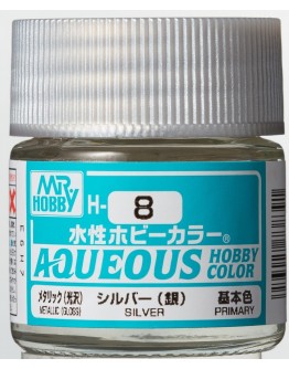 MR HOBBY AQUEOUS PAINT - H-008 Metallic (Gloss) Silver 