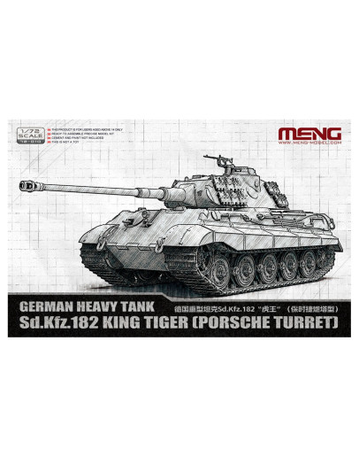 MENG 1/72 SCALE PLASTIC MODEL MILITARY KIT - 72010 - GERMAN HEAVY TANK SD.KFZ.182 KING TIGER (PORSCHE TURRET)
